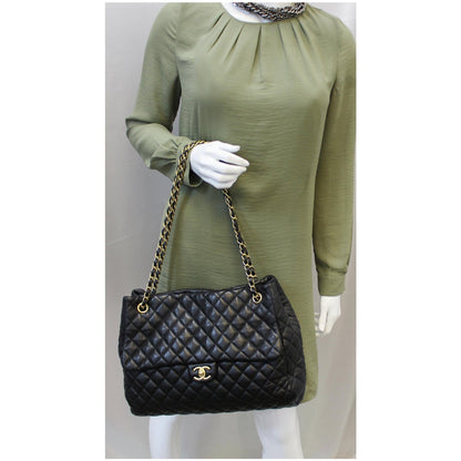 CHANEL Large Shopping Flap Shoulder Bag Black