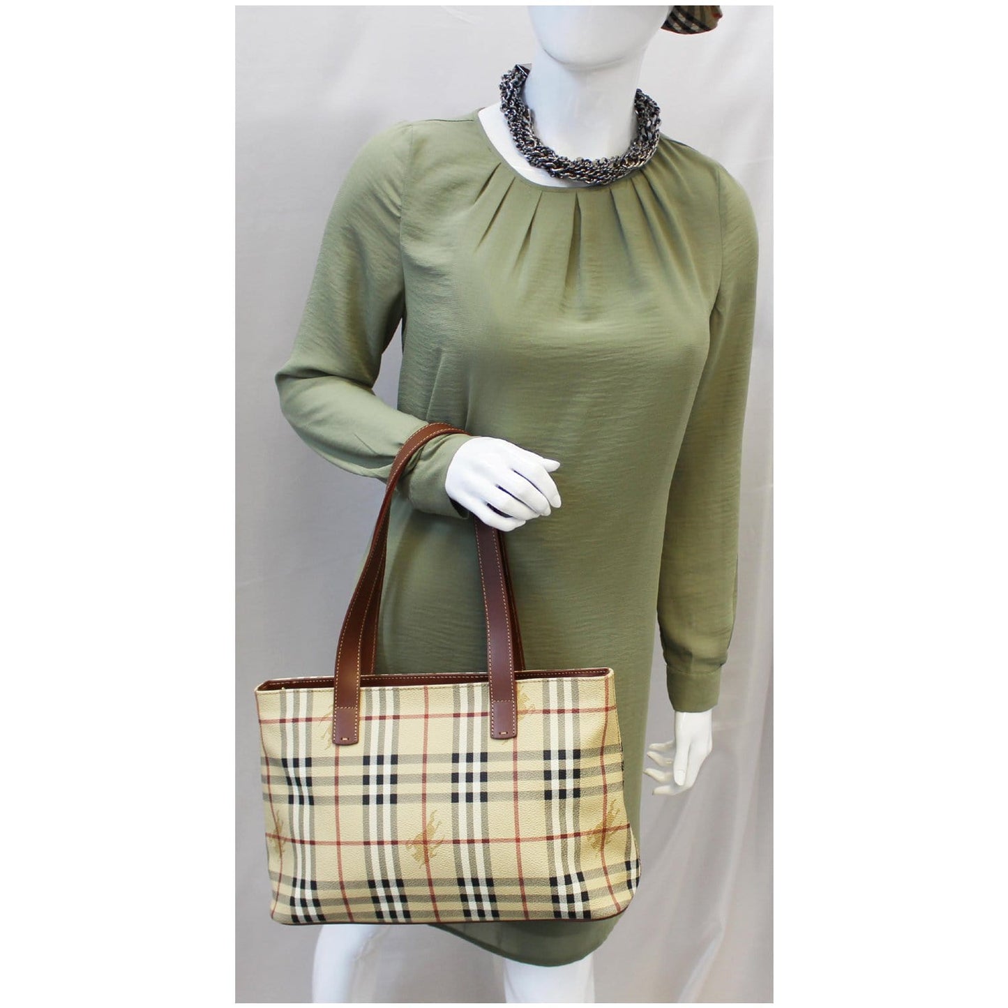 BURBERRY Haymarket Check Canvas Tote Bag Multicolor