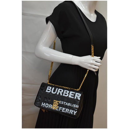 Burberry Small Horseferry Print Lola Quilted Leather Bag Black