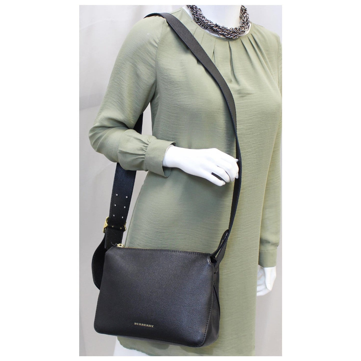 BURBERRY Helmsley House Check Grained Leather Crossbody Bag