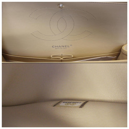 CHANEL Timeless Classic Jumbo Double Flap Caviar Leather Shoulder Bag Beige
