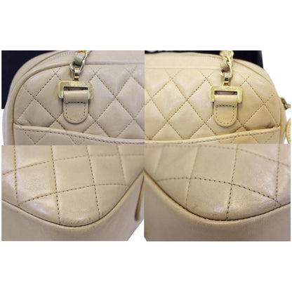 CHANEL Beige Lambskin Leather Camera Shoulder Bag - 15% OFF