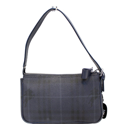 BURBERRY Coated Pochette Blue Canvas Clutch