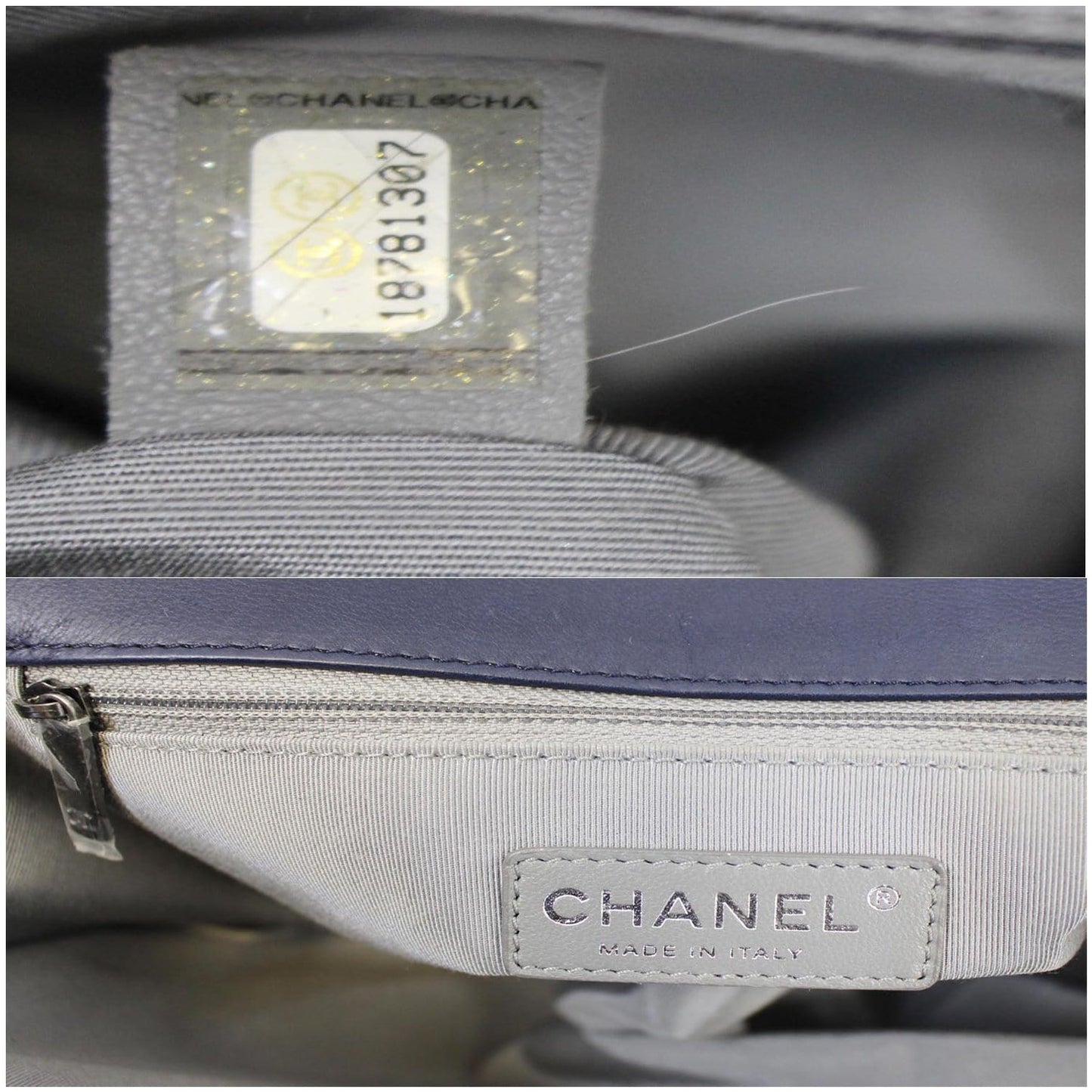 CHANEL New Medium Boy Flap Calfskin Double Stitch Shoulder Bag Navy