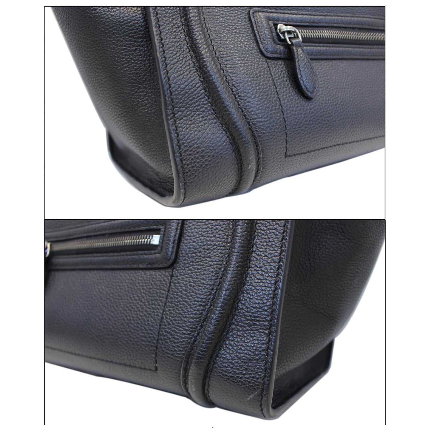 CELINE Black Leather Mini Luggage Tote Bag