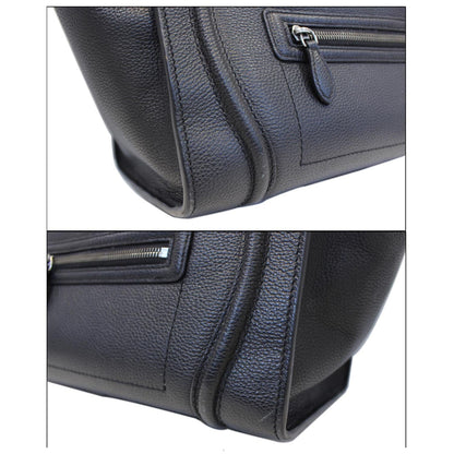 CELINE Black Leather Mini Luggage Tote Bag