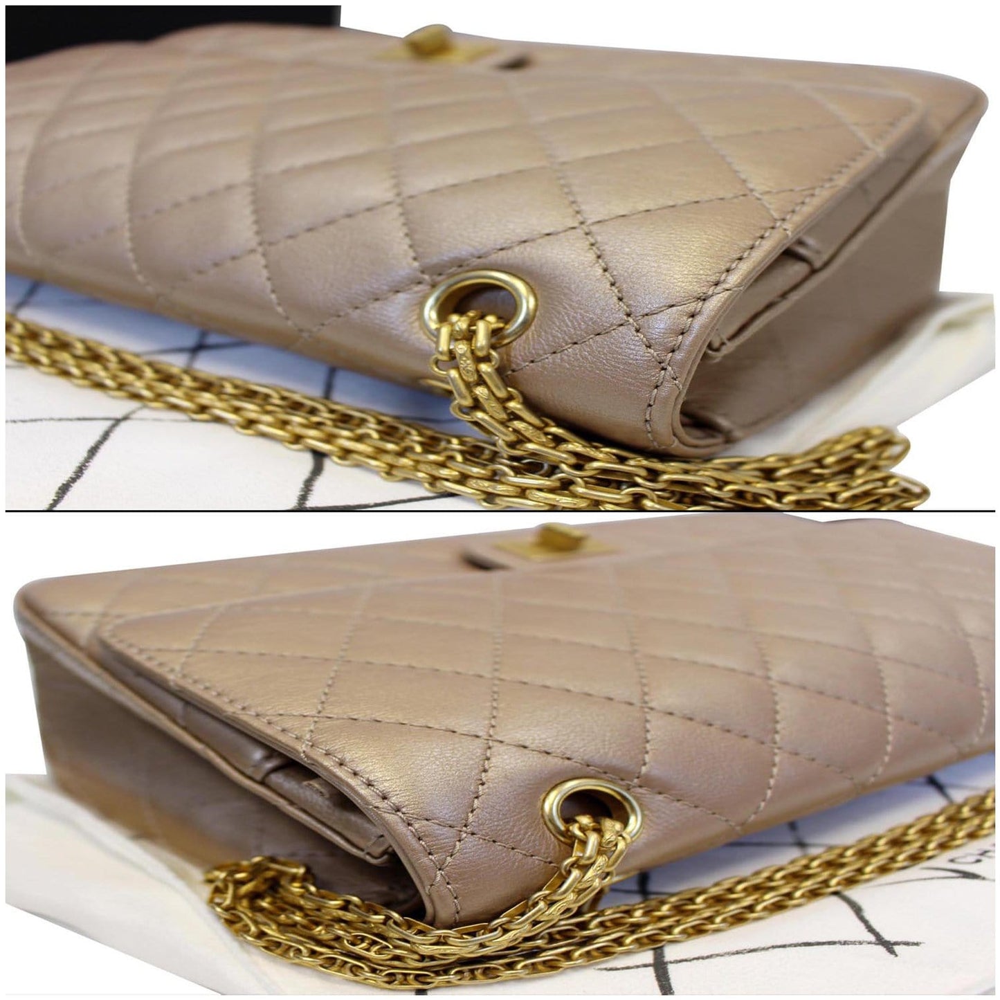 CHANEL Reissue Mademoiselle Lock Calfskin Leather Shoulder Bag Beige