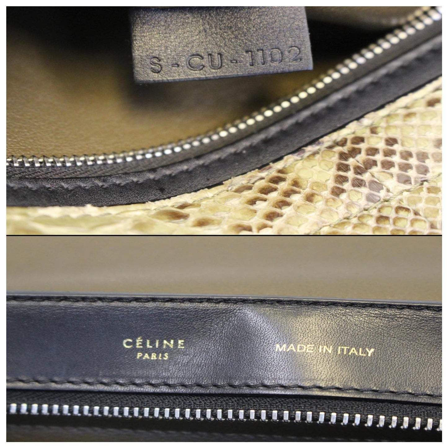 Celine Python and Black Leather Small Trapeze Bag