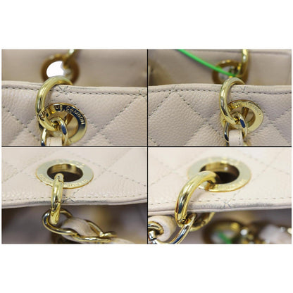 CHANEL PST Caviar Leather Petit Shopping Tote Bag Beige