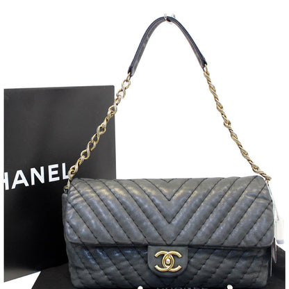 CHANEL Iridescent Calfskin Surpique Chevron Large Classic Flap Bag - Sale