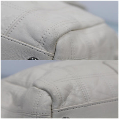 CHANEL Square Stitched Lax Lambskin Tote Bag White