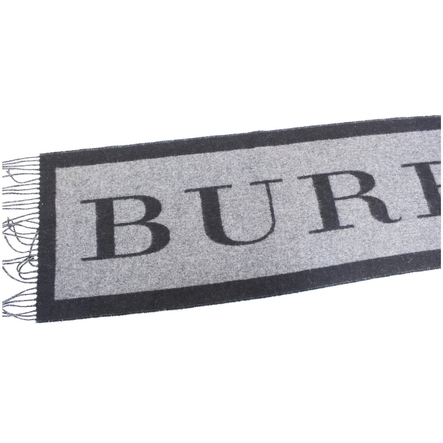 Burberry Logo Text Cashmere Scarf  Black/Grey