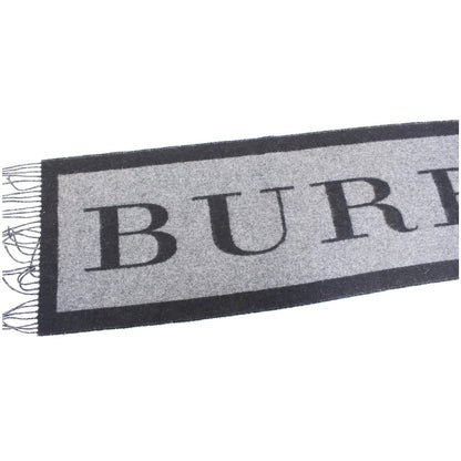 Burberry Logo Text Cashmere Scarf  Black/Grey