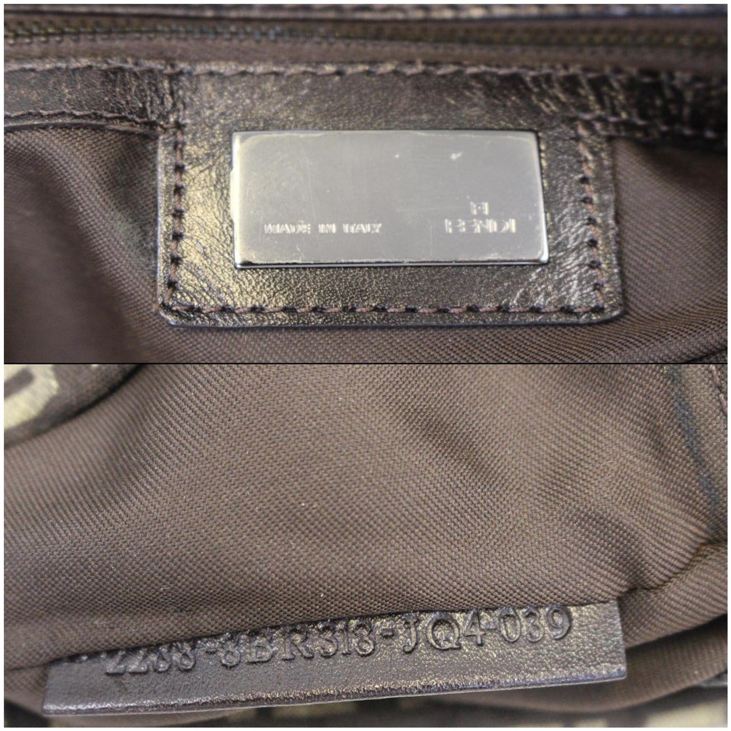 FENDI Zucchino Canvas Crossbody Bag Brown