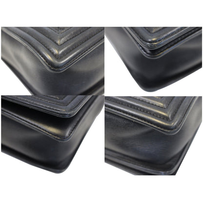 CHANEL Large Boy Flap Calfskin Quilted Leather Shoulder Bag Black