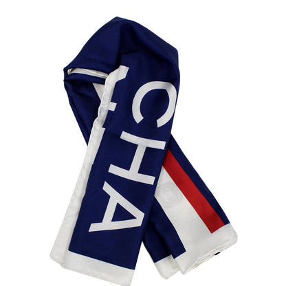 CHANEL Cruise 2019 Silk Scarf White/Blue/Red