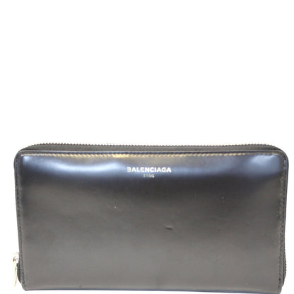 BALENCIAGA Continental Zip Around Leather Wallet Black - Last Call