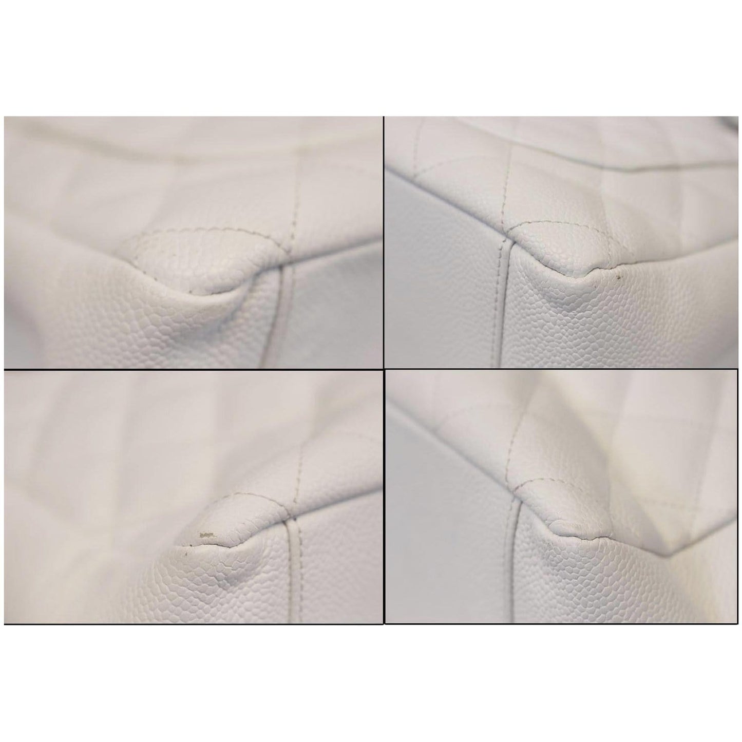 CHANEL Grand Shopping Caviar Leather Tote Bag White