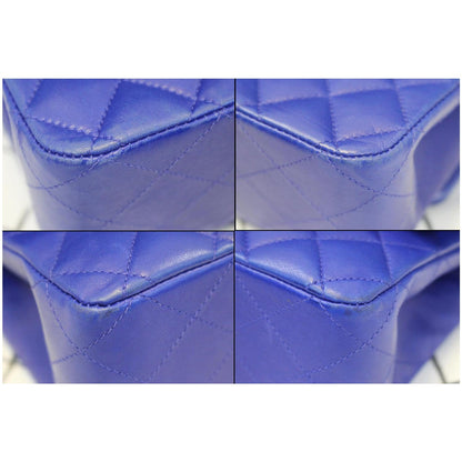 CHANEL Medium Double Flap Calfskin Quilted Shoulder bag Blue