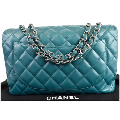 CHANEL Jumbo Classic Single Flap Lambskin Crossbody Bag Teal