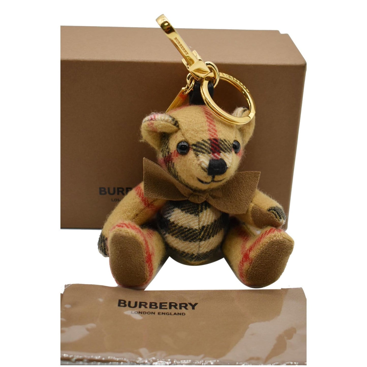 BURBERRY Thomas Bear House Check Bag Charm Antique Yellow
