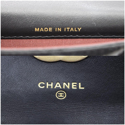 CHANEL 21A Mini Flap Coin Leather Purse Crossbody Bag Black
