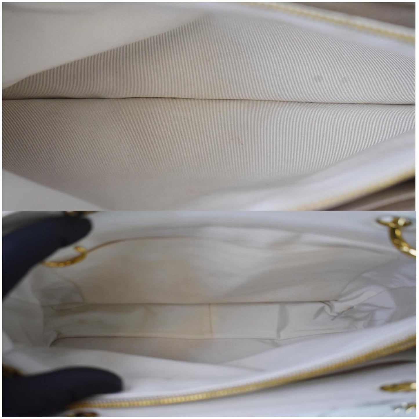 CHANEL Grand Shopping Caviar Leather Tote Bag White