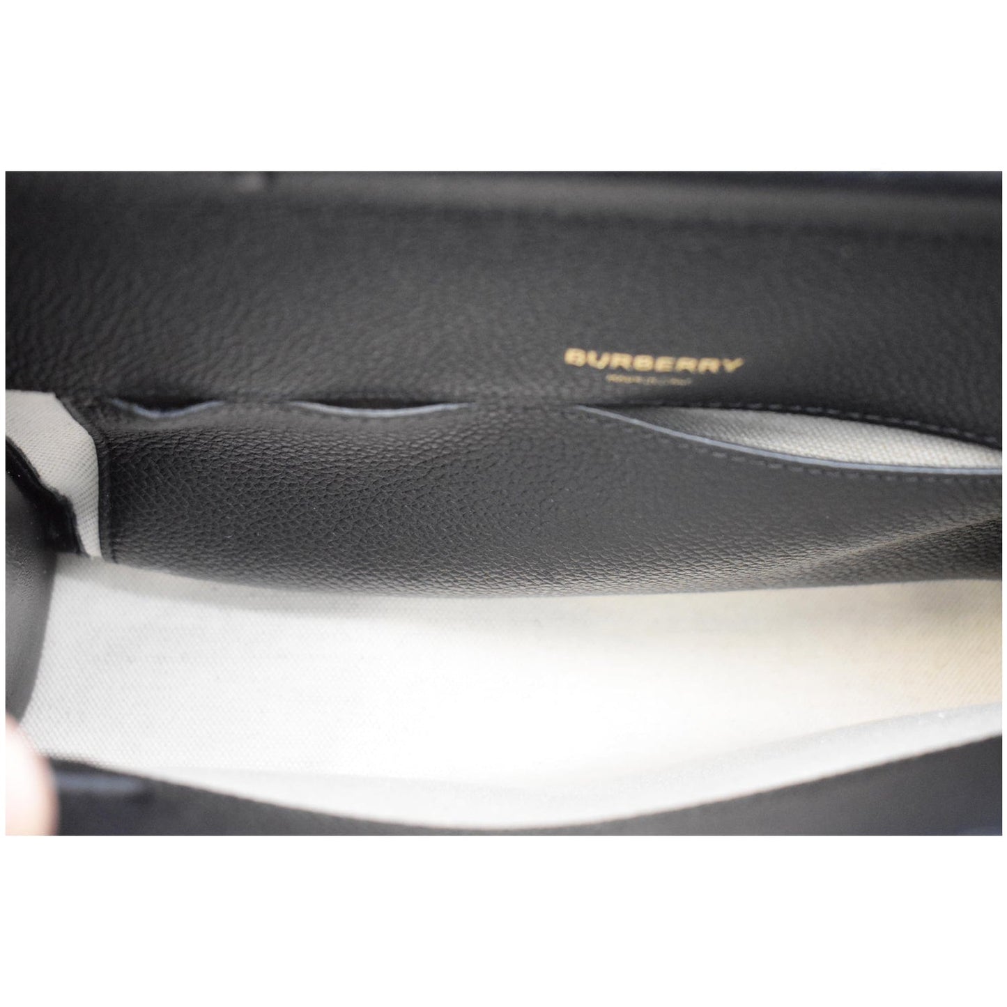 BURBERRY Mini Title Grainy Leather Top Handle Crossbody Bag Black