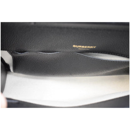 BURBERRY Mini Title Grainy Leather Top Handle Crossbody Bag Black