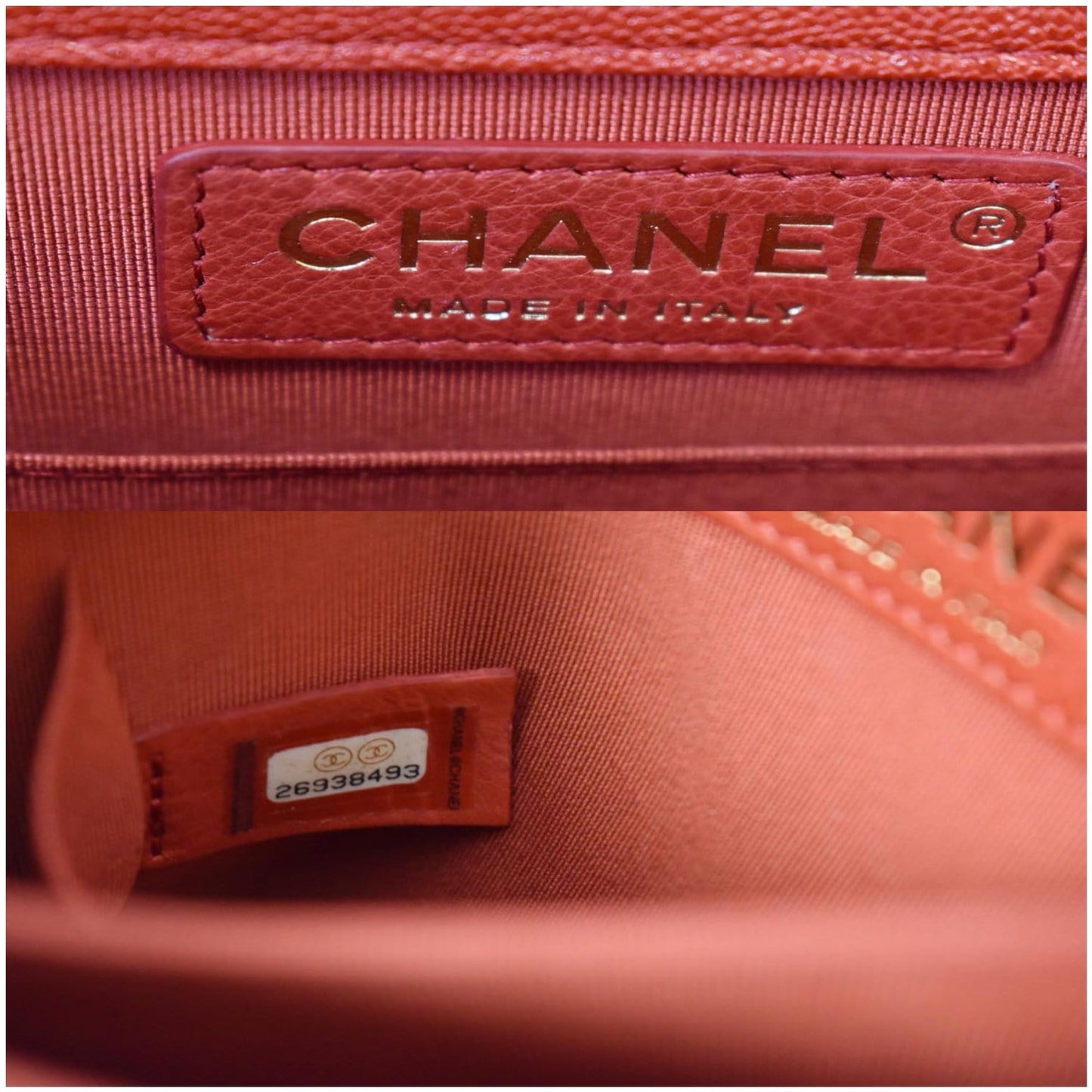 CHANEL North South Boy Quilted Caviar Leather Crossbody Bag Red