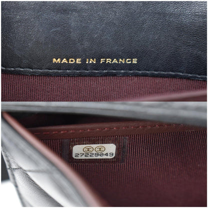 CHANEL Classic Long Flap Leather Wallet Black