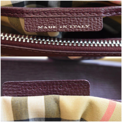 BURBERRY Medium Banner Derby Leather Tote Shoulder Bag Red