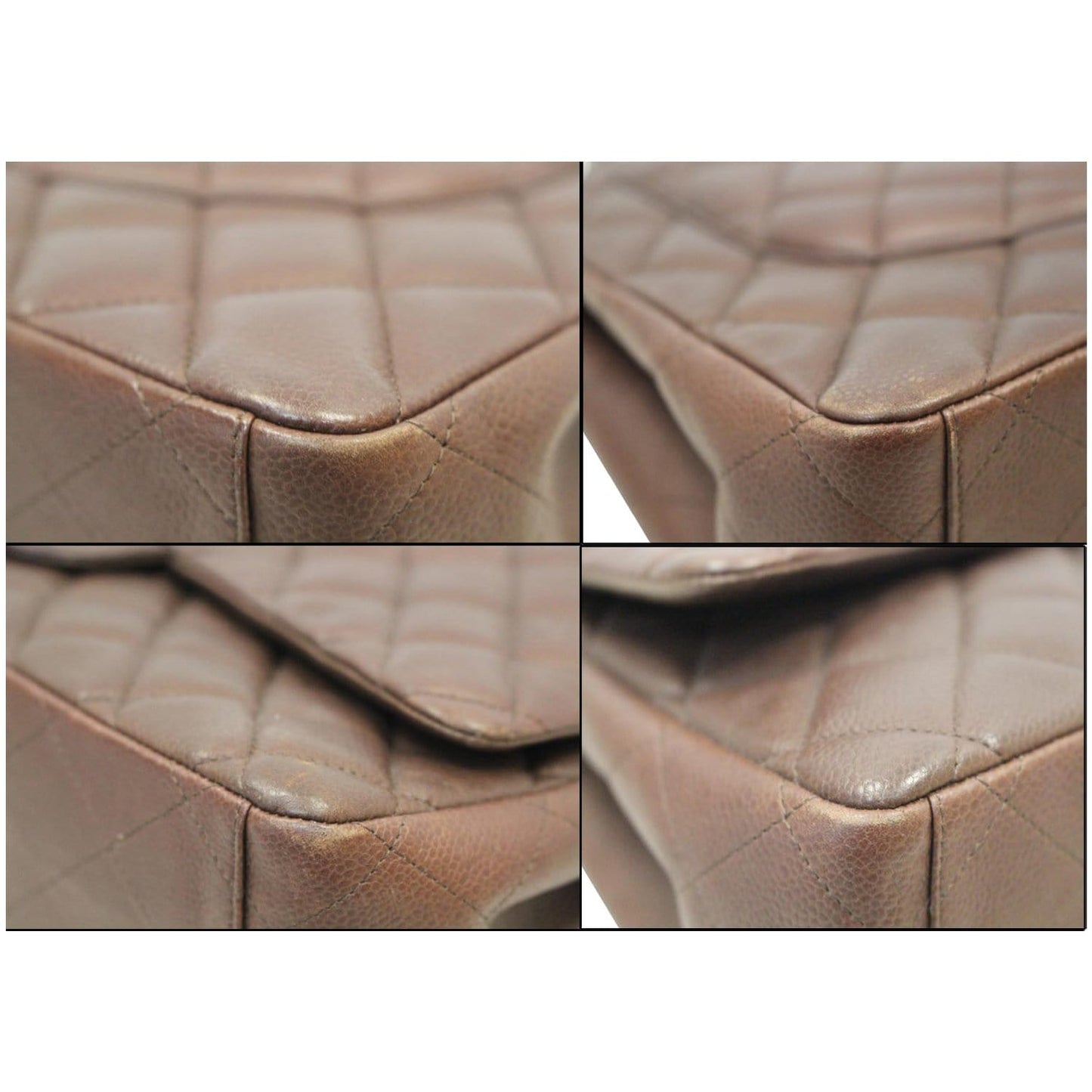 CHANEL Maxi Classic Flap Caviar Leather Shoulder Bag Brown