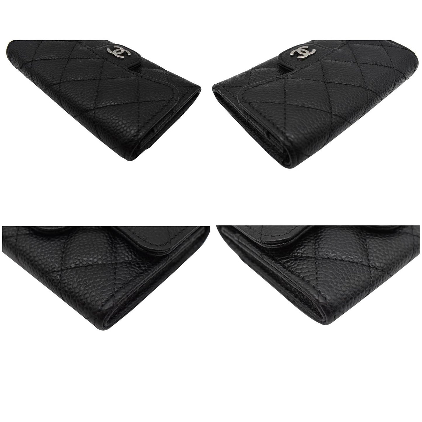 CHANEL CC Classic Small Flap Caviar Leather Card holder Black