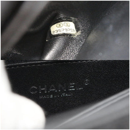CHANEL Coco Mini Top Lizard Handle Caviar Leather Shoulder Bag Black