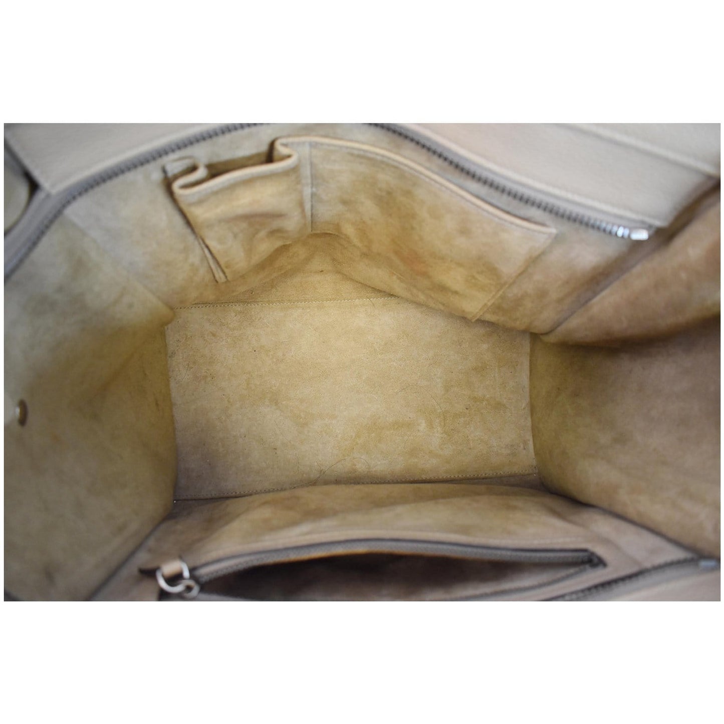 CELINE Drummed Calfskin Leather Mini Luggage Tote Bag Dune