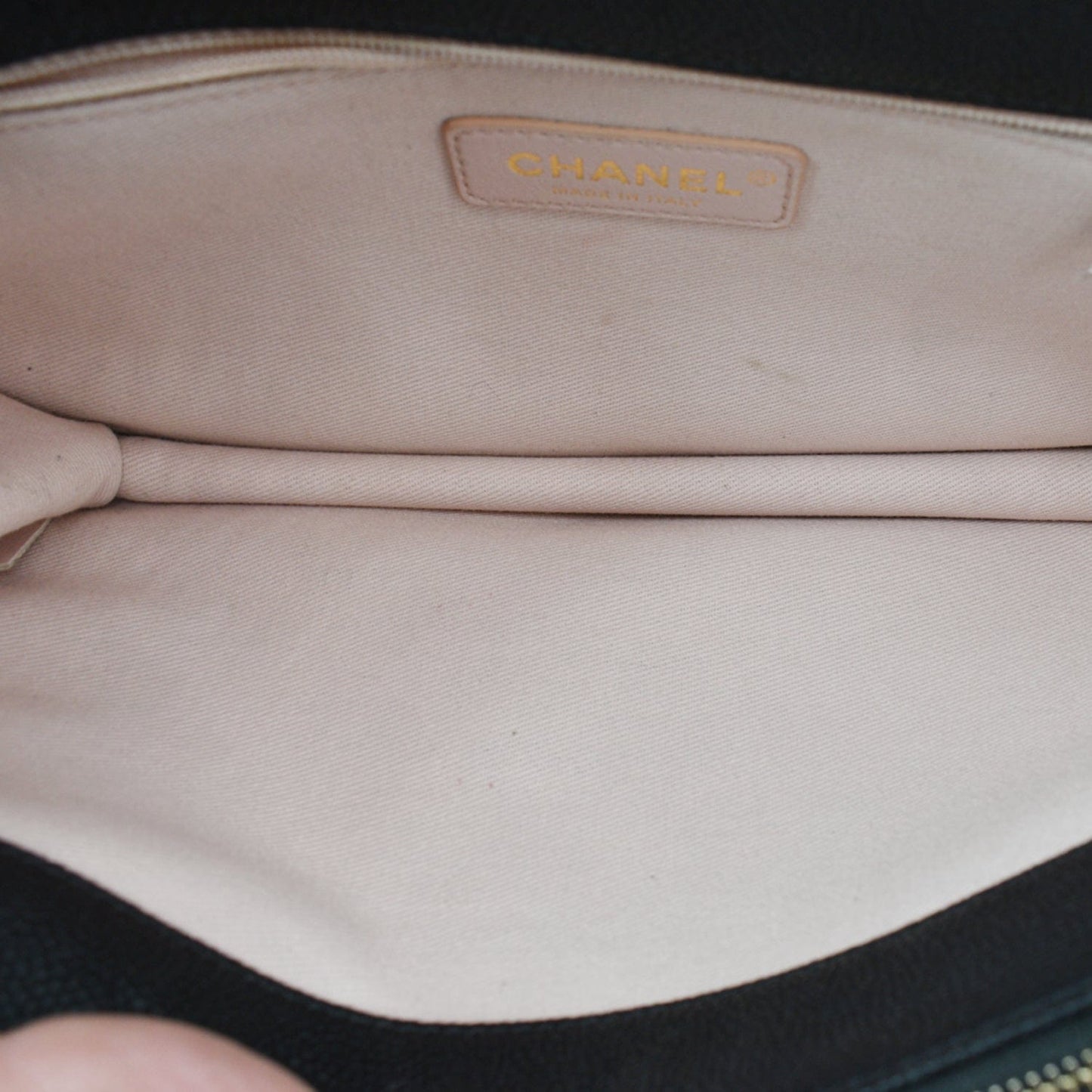 CHANEL Thread Around Caviar Leather Chain Flap Crossbody Bag Black