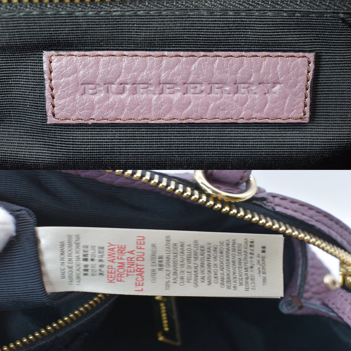 BURBERRY Gladstone Leather Satchel Bag Dusky Mauve