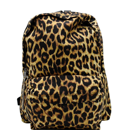 CELINE Leopard Medium Print Canvas Backpack Bag Brown