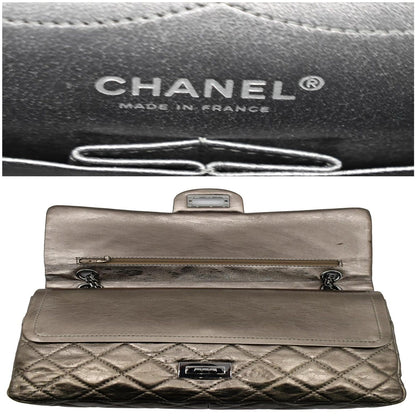 CHANEL 2.55 Reissue Aged Calfskin Leather Shoulder Bag Metallic Gold