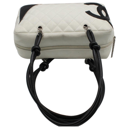 CHANEL Cambon Ligne Quilted Leather Bowler Tote Bag White - 10% OFF