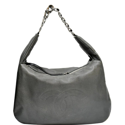 CHANEL 31 Small CC Caviar Leather Hobo Bag Grey