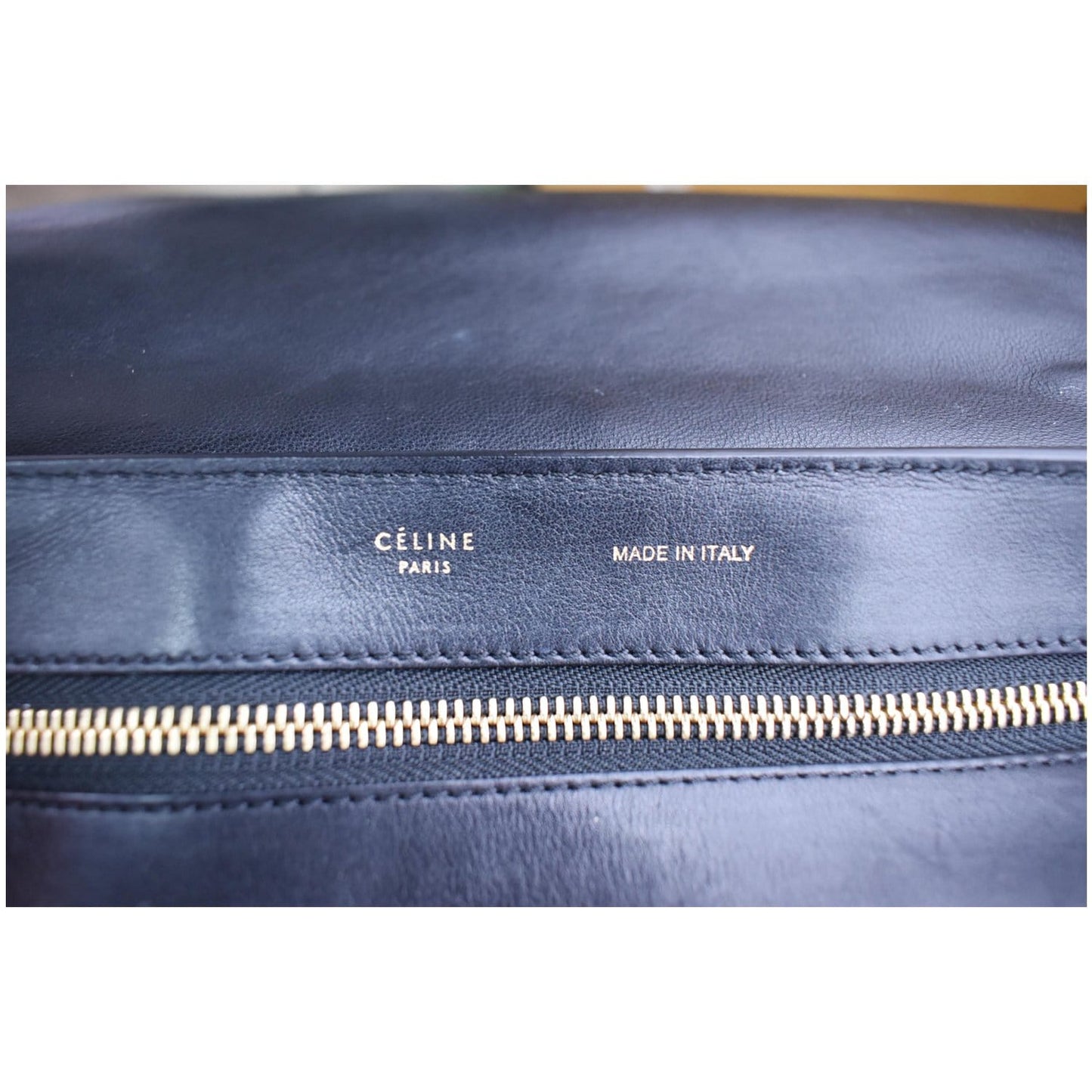 CELINE Trapeze Medium Croc Tote Shoulder Bag Black