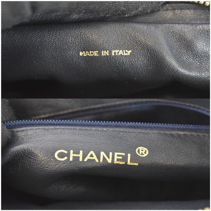 CHANEL Vintage Front Pocket Lambskin Leather Camera Bag Blue