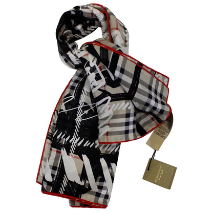 BURBERRY Scribble Vintage Check Scarf Stone
