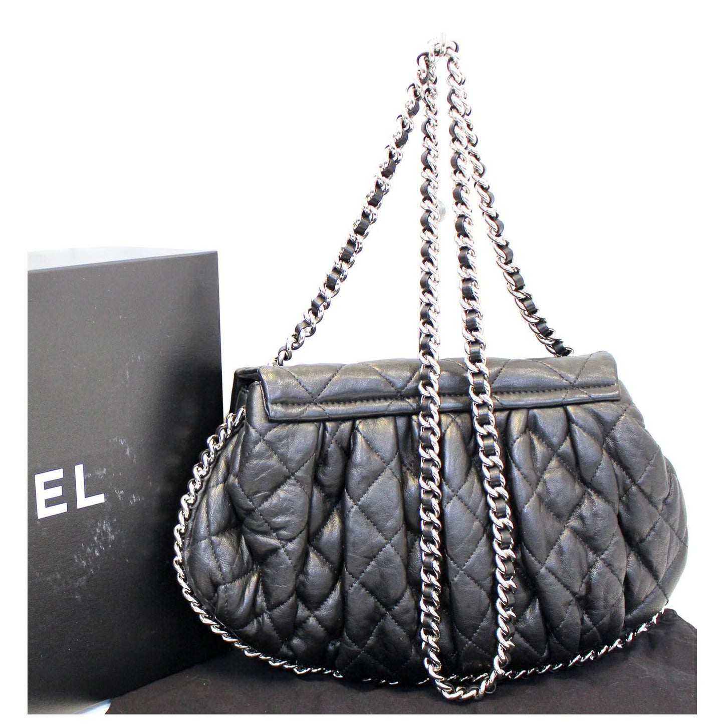 CHANEL Chain Around Quilted Leather Flap Shoulder Crossbody Bag Black