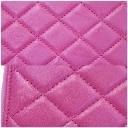 CHANEL Zip Around Lambskin Leather Large Organizer Wallet Pink