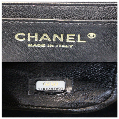 CHANEL Maxi Jumbo Classic Flap Caviar Leather Shoulder Bag Black