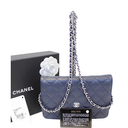 CHANEL Wallet On Chain WOC Clutch Crossbody Bag Navy