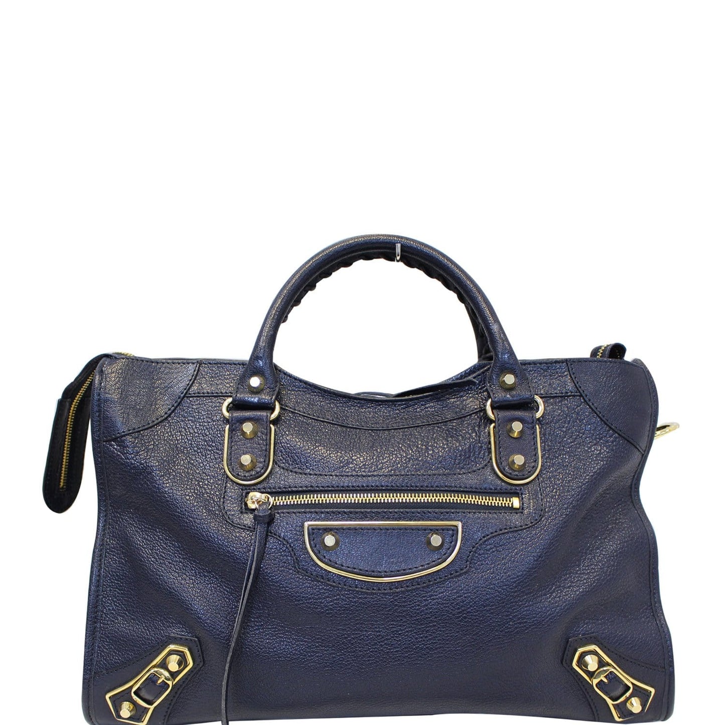 BALENCIAGA Metallic Edge City Leather Shoulder Bag Navy Blue - Last Call